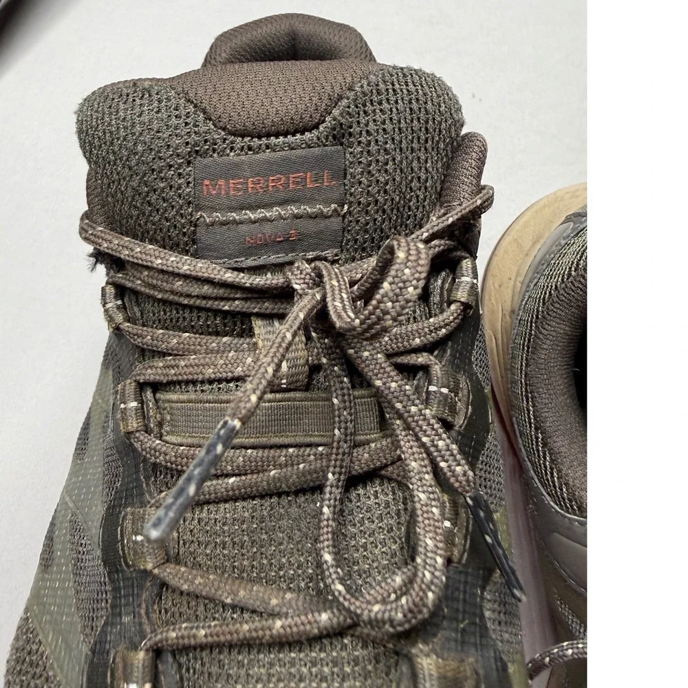 Merrell Nova 2 Mens Trail Running Shoes Olive Green Vibram Hiking Sneakers 11.5W